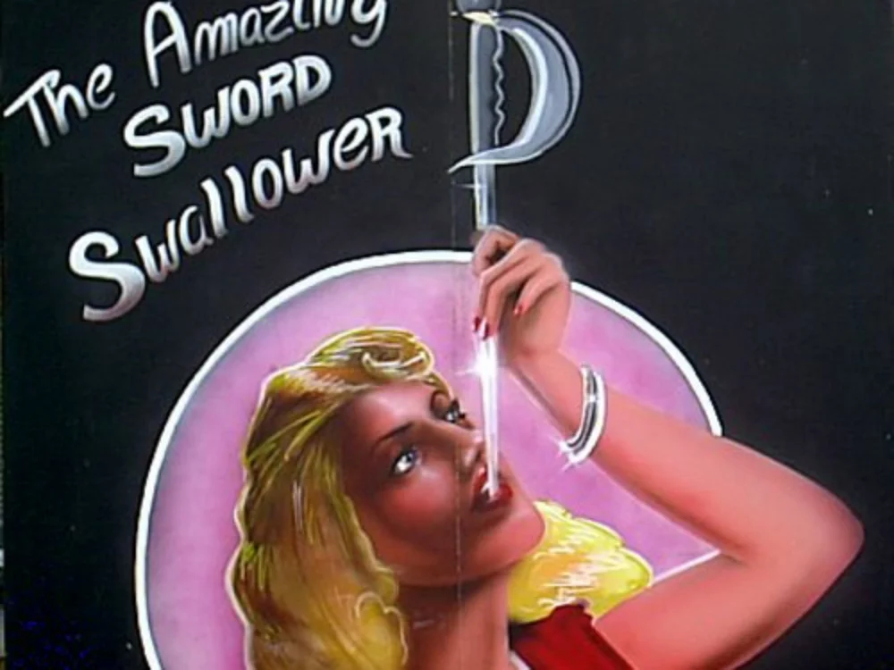 Sword Swallower Side Show Panel: Measures 8' tall and 8' wide, foamcore.