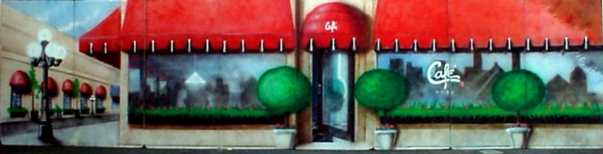 Cafe Rose Scenery: A cute cafe for a variety of themes. Measures 8 ft high and 32 ft wide, foam core