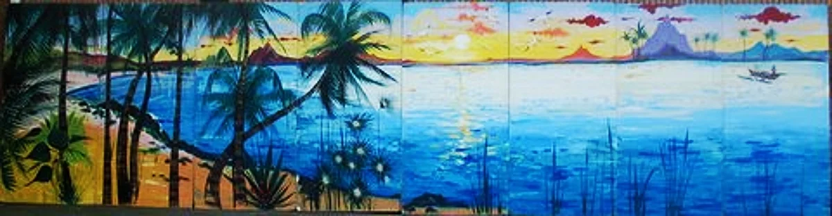 Polynesian 2 Scene: measures 8' high and 32' wide, foamcore