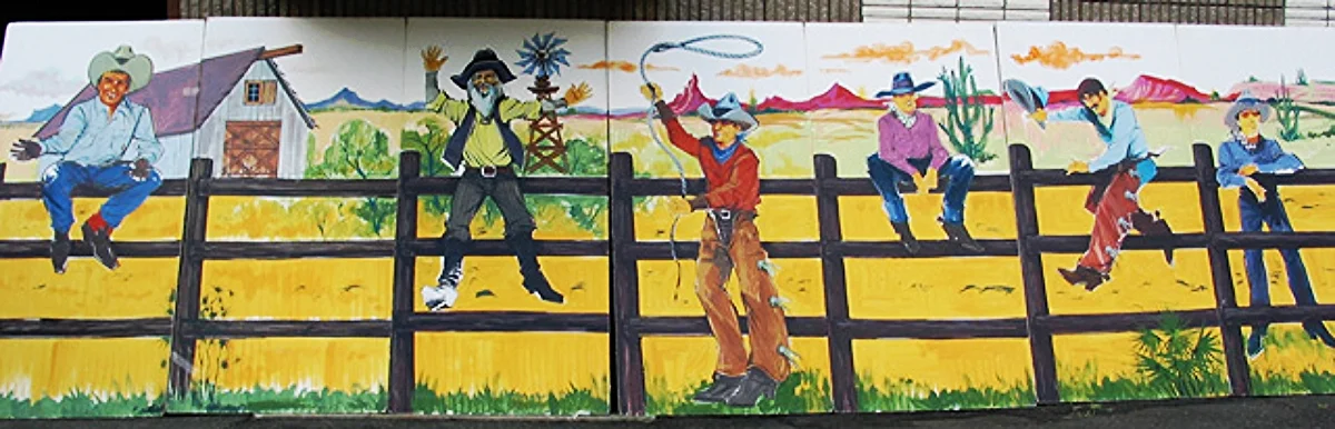 Western Cowboys: measures 8' high and 28' wide, foamcore.