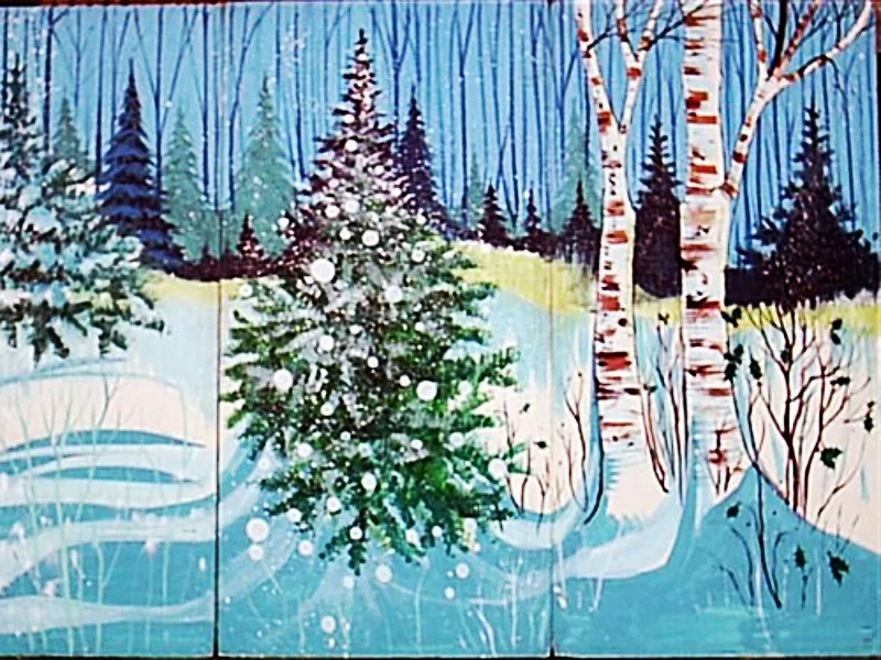 Winter Scene 4: measures 8' high by 12' wide, foamcore.