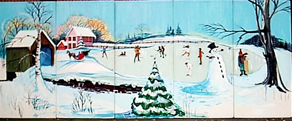 Skating Scene: m easures 8' high and 20' wide, foamcore.