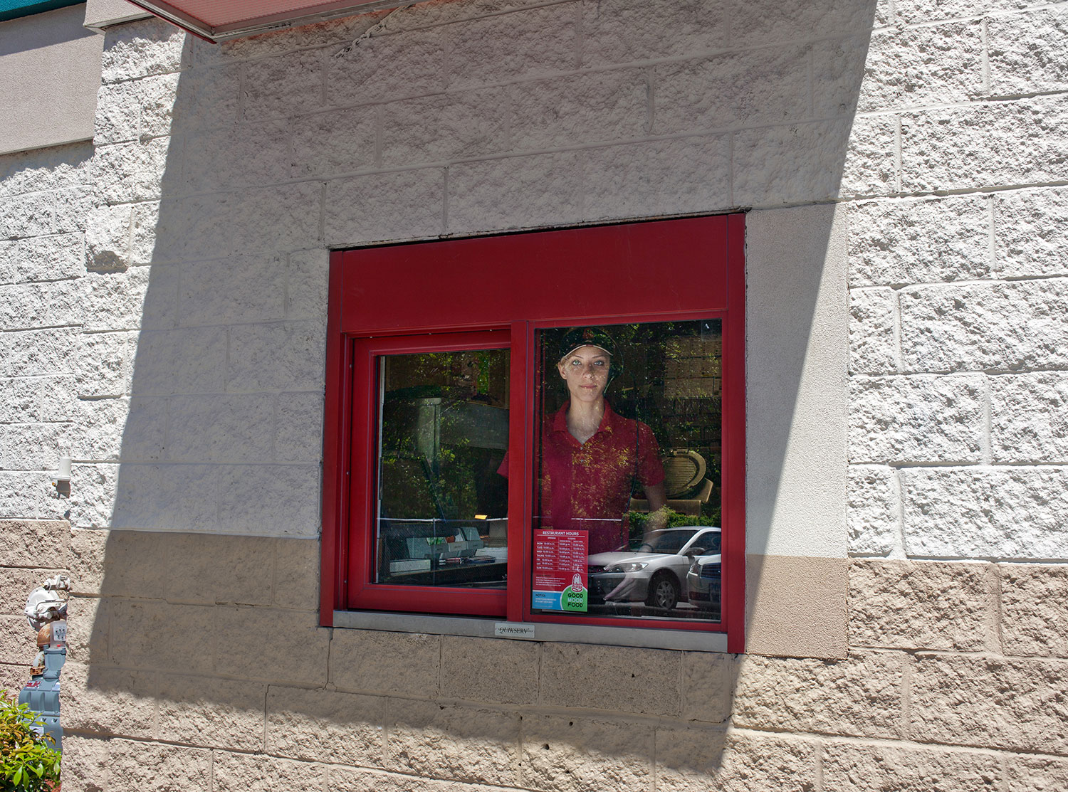   Arby's Girl. Boston Post Road, CT,  2012  Archival fiber inkjet print mounted to yellow sintra  20 x 30 inches    