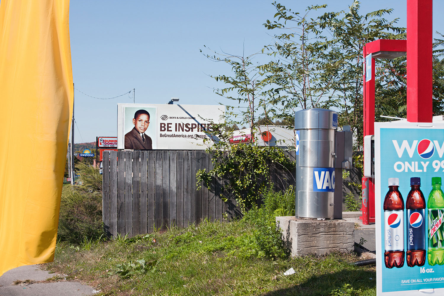   Denzel. Route 80 Foxon Road, CT,  2010  Archival fiber inkjet print mounted to yellow sintra  32 x 48 inches 