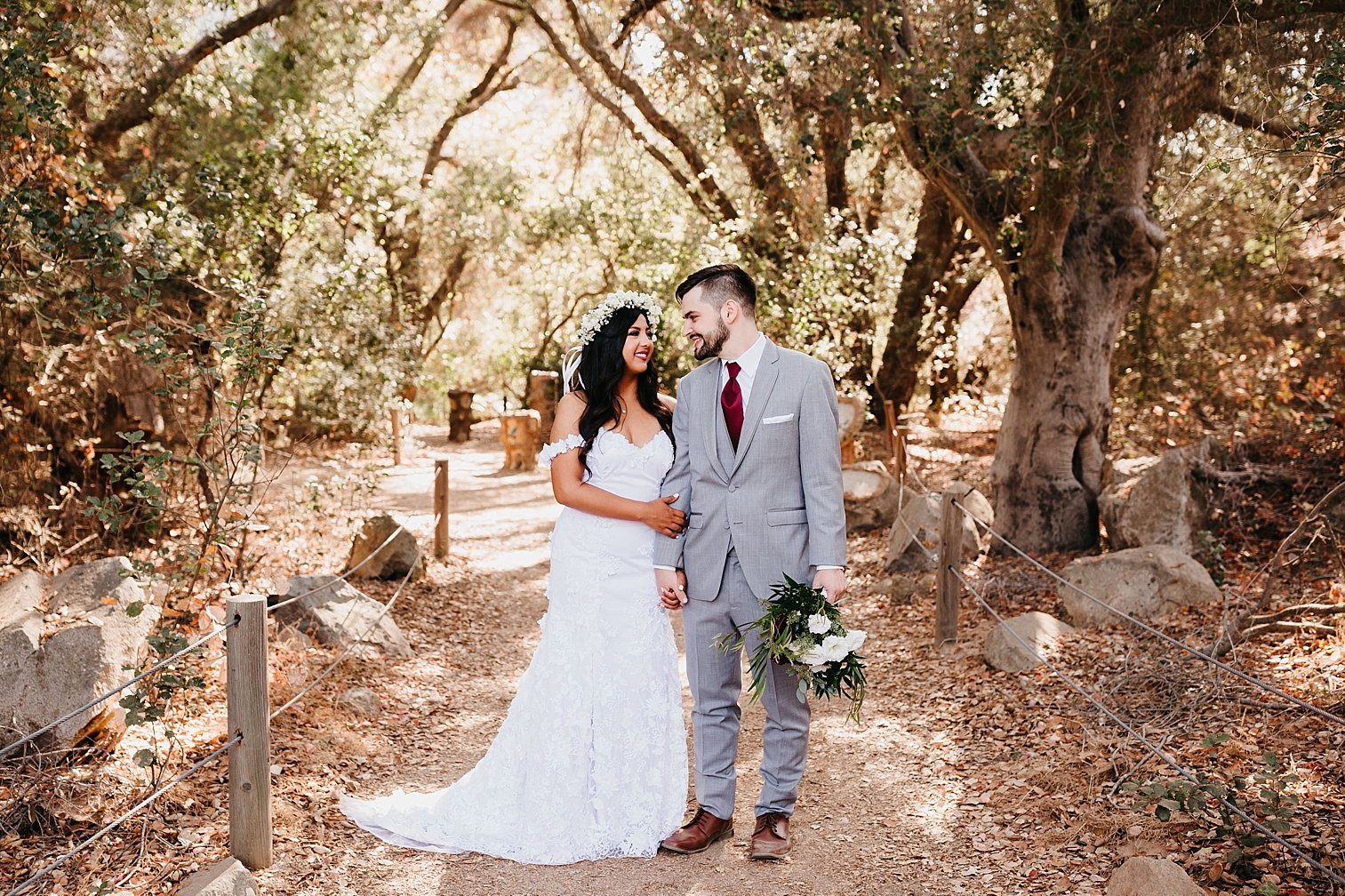 Bride and groom portrait at a backyard wedding