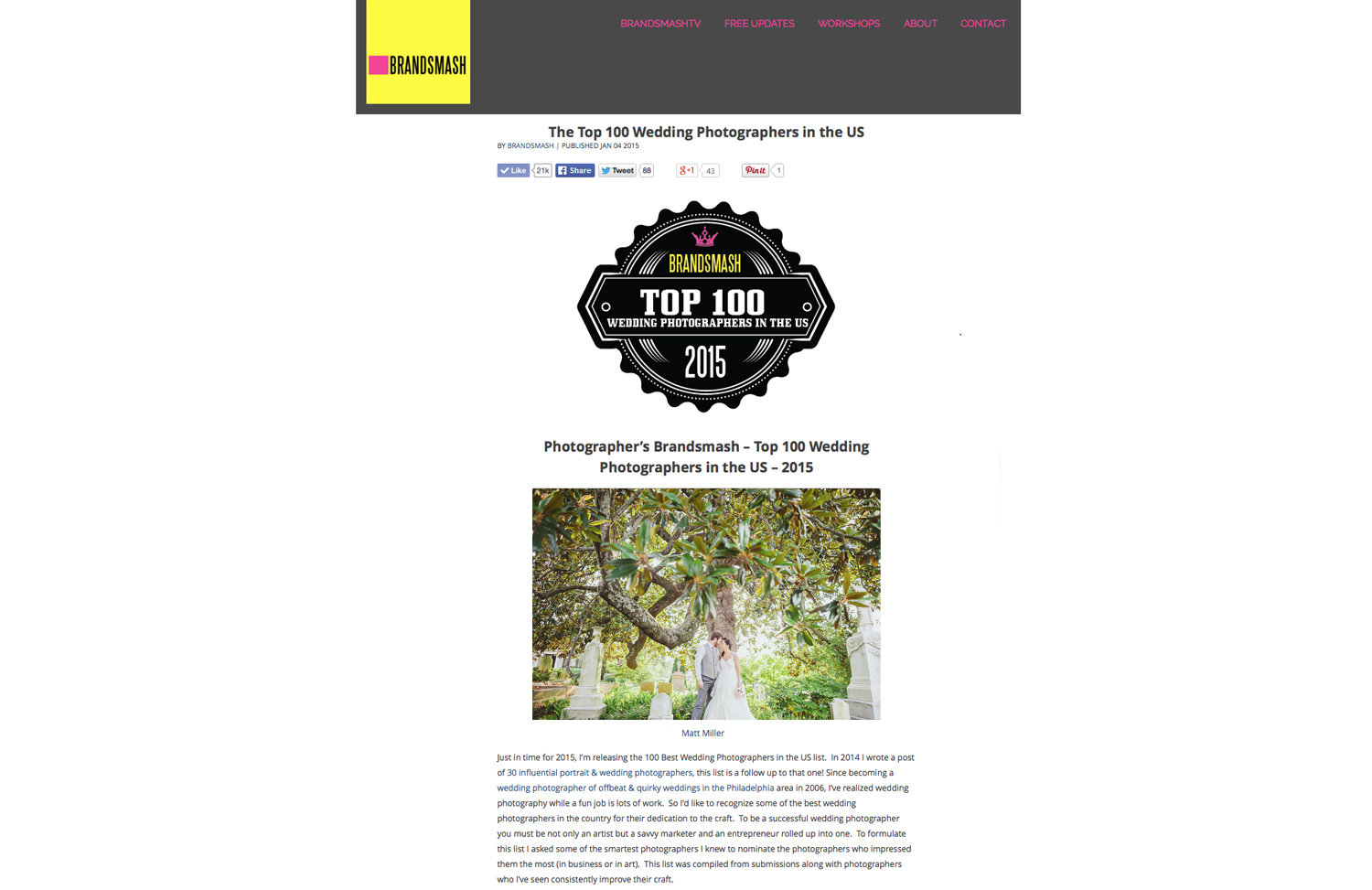 BRANDSMASH TOP 100 WEDDING PHOTOGRAPHERS 2015