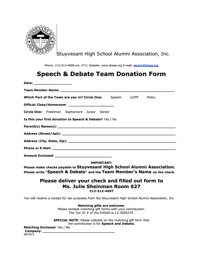 Team Donation Form