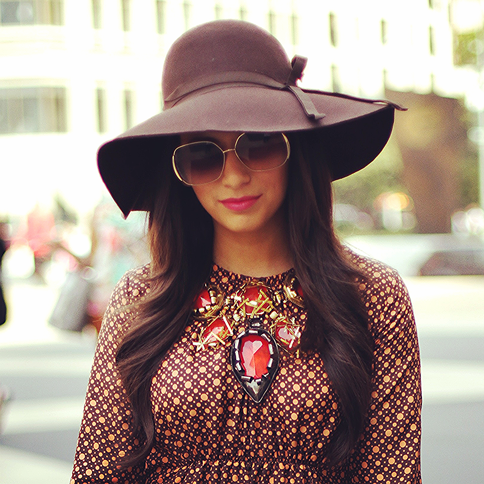 Marni dress, Ralph Lauren hat, Marc by Marc Jacobs sunglasses, Erickson Beamon necklace (e-mail me to special order) 