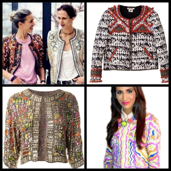 top right: Isabel Marant pour H&M, bottom right: Excessories Expert in Renzo and Kai jacket with Erickson Beamon I Never Promised You a Rose Garden necklace, bottom left: Matthew Williamson Spring 2009