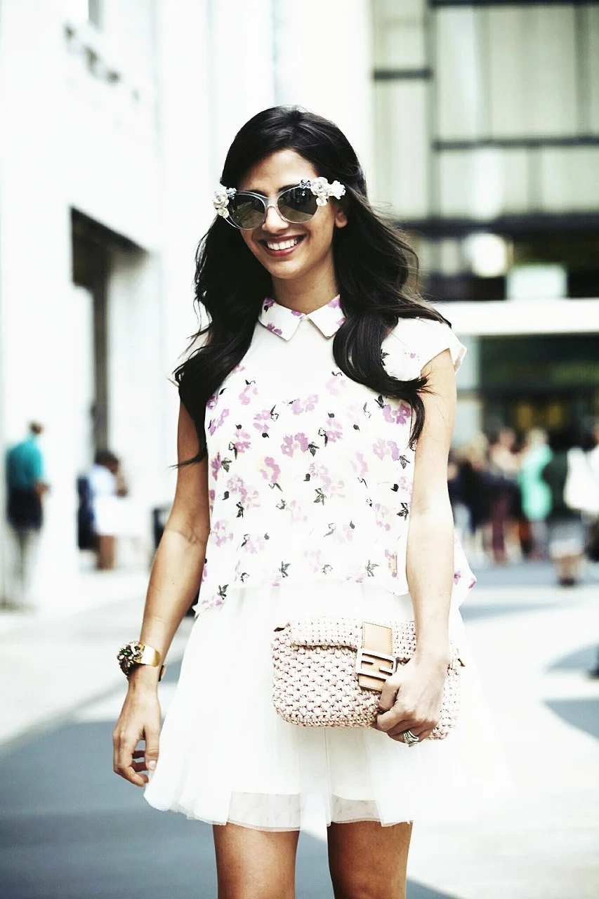 Sunglasses: Dolce & Gabbana, Dress: Pixie Market, Cuff: Erickson Beamon, Bag: Fendi Photo: Photodama