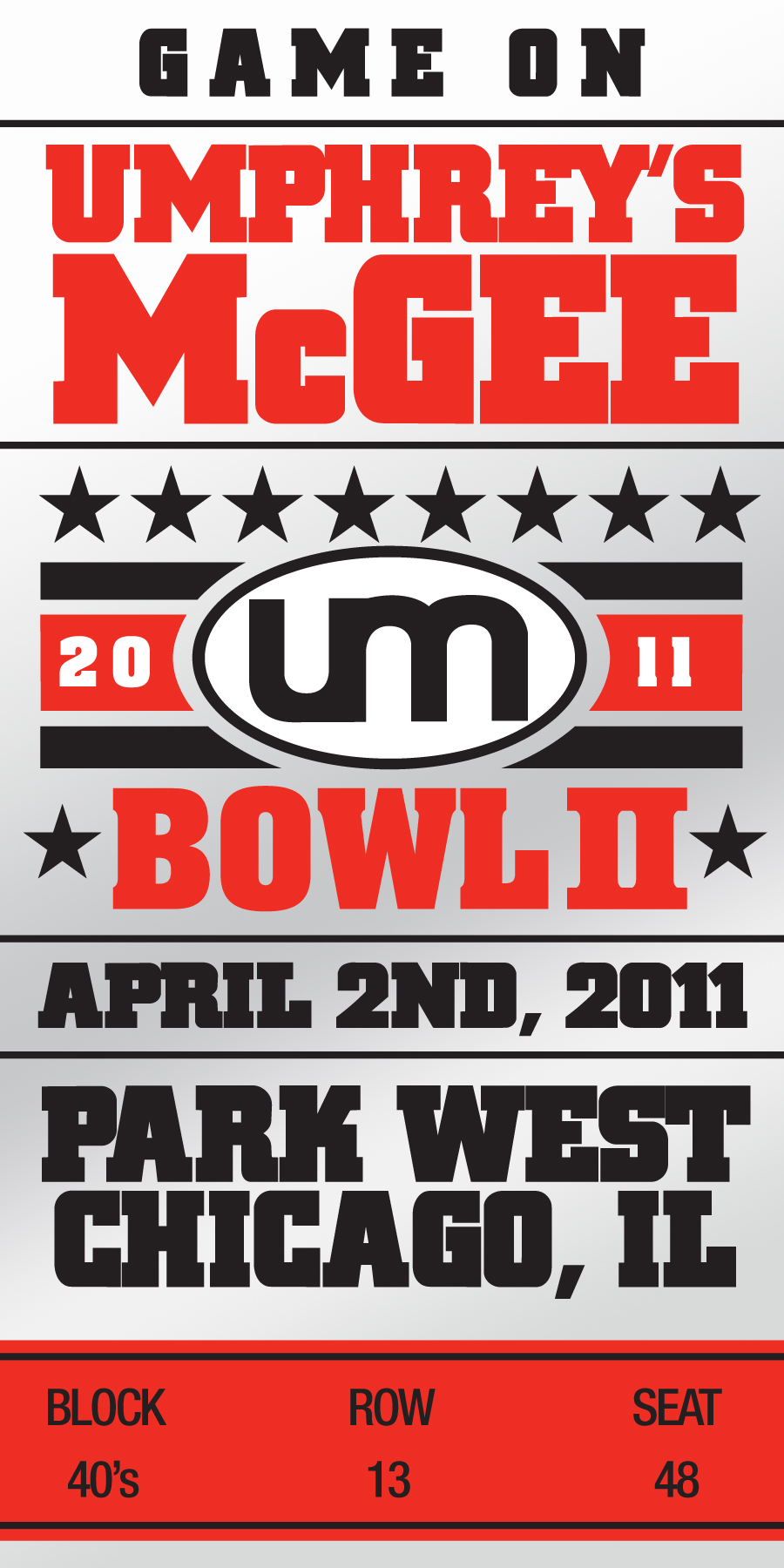 Umphrey's McGee UMBowl II Commemorative Ticket
