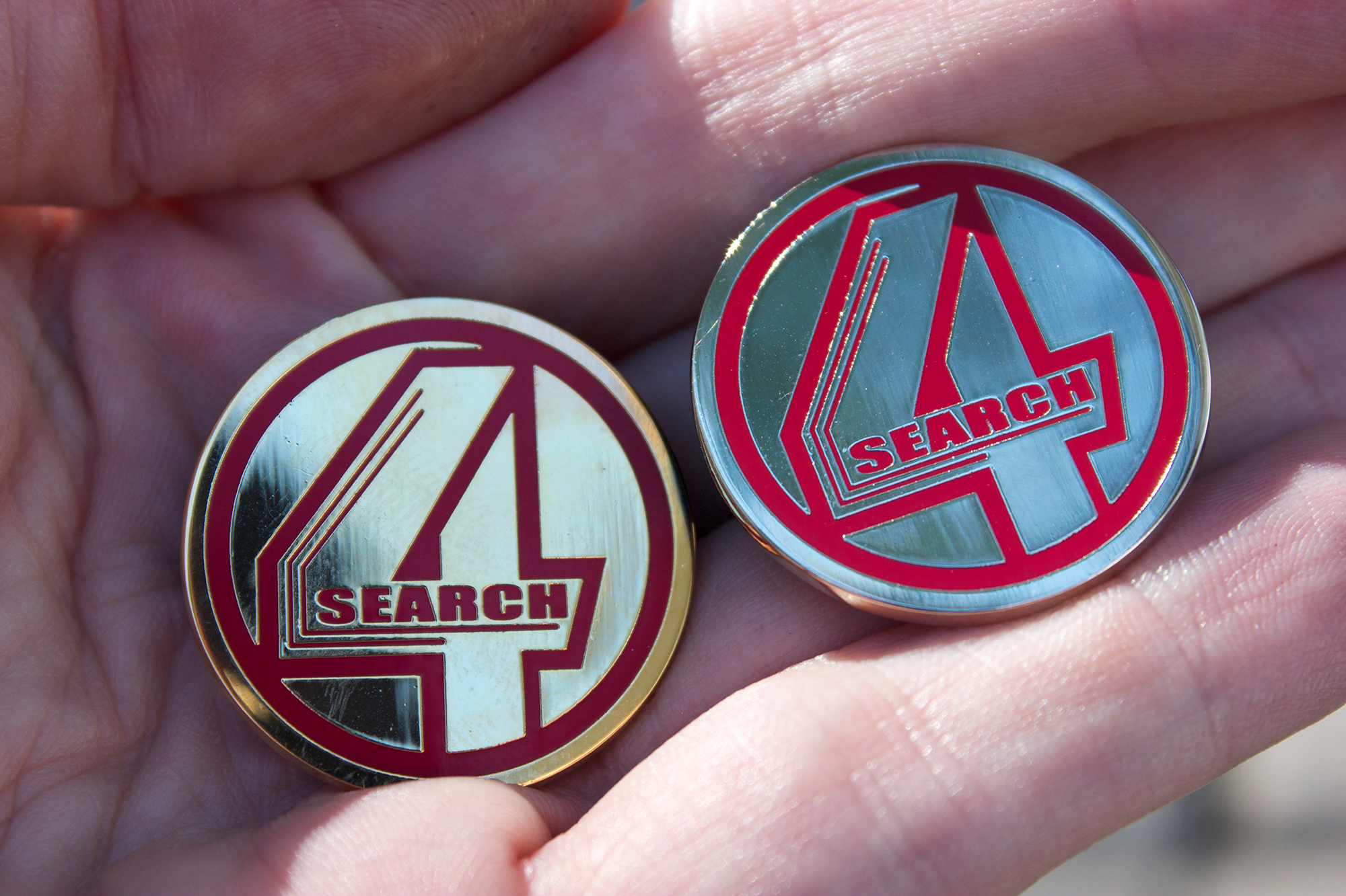 Search 4 Pin, Silver and Gold