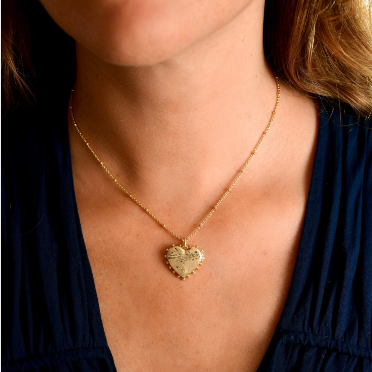 Large Gold Heart Locket Necklace