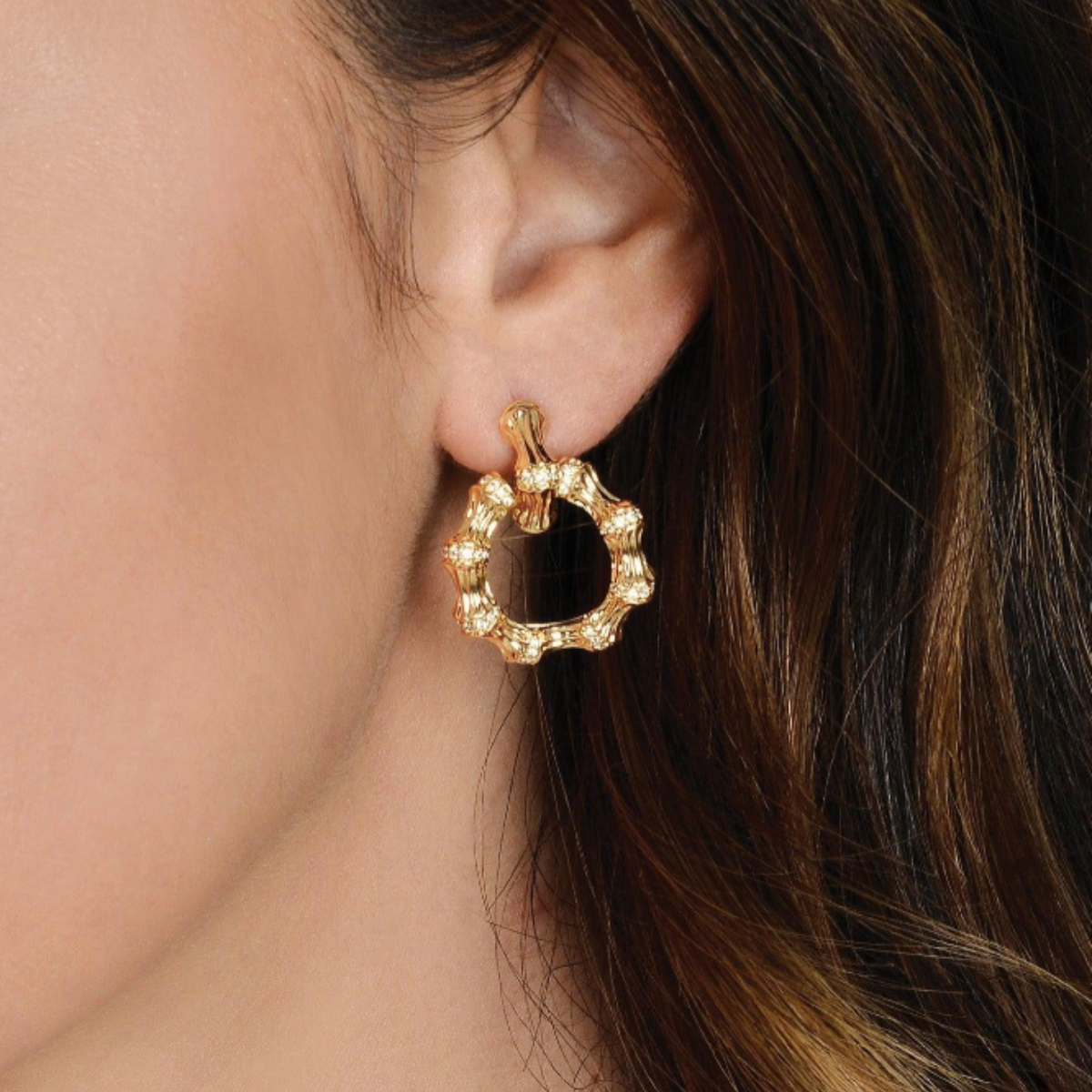 Bamboo Double Hoop Earrings