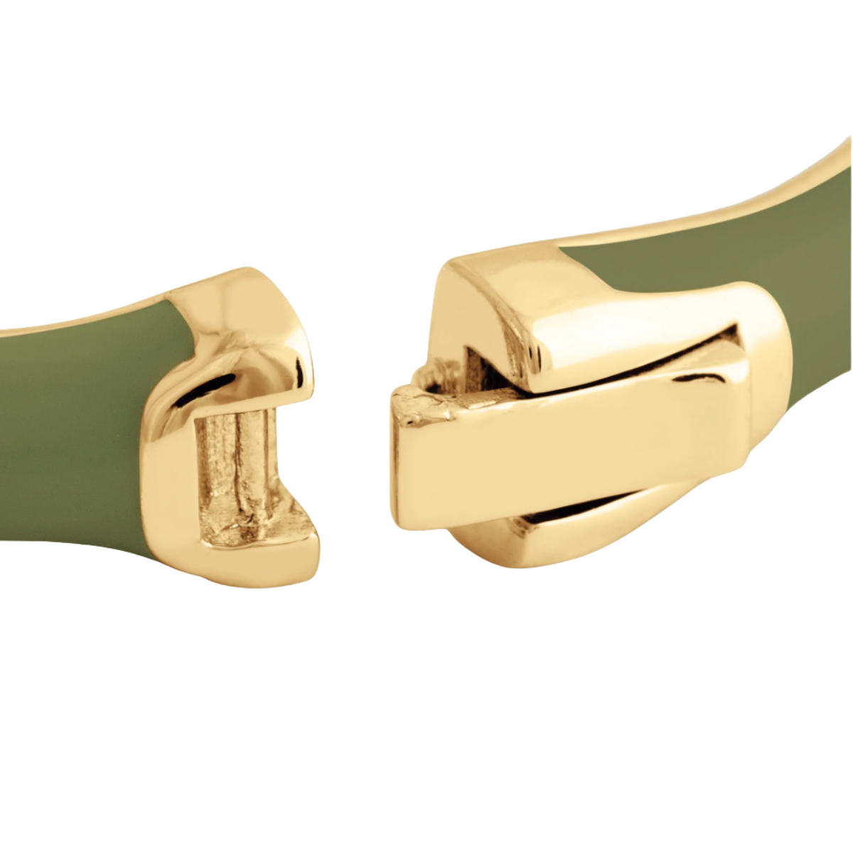 Anabel Aram Olive Enamel Bamboo Hinged Bangle