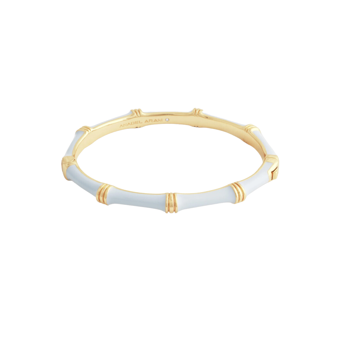 Anabel Aram Light Blue Bamboo Enameled Hinged Bangle