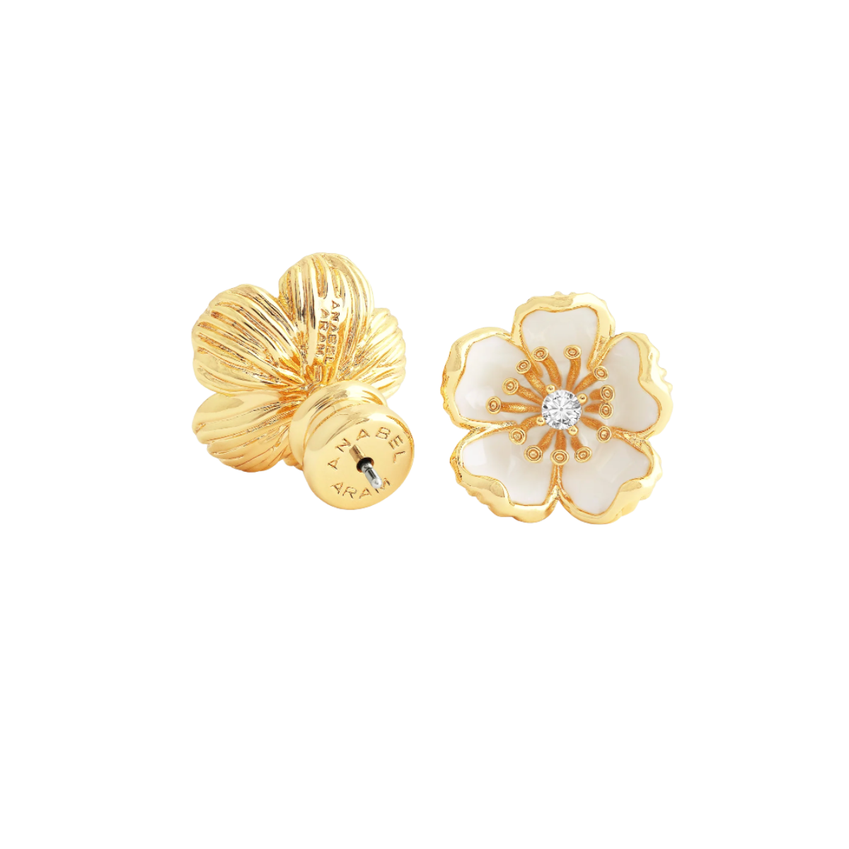 Wildflowers Gold Enameled Stud Earrings