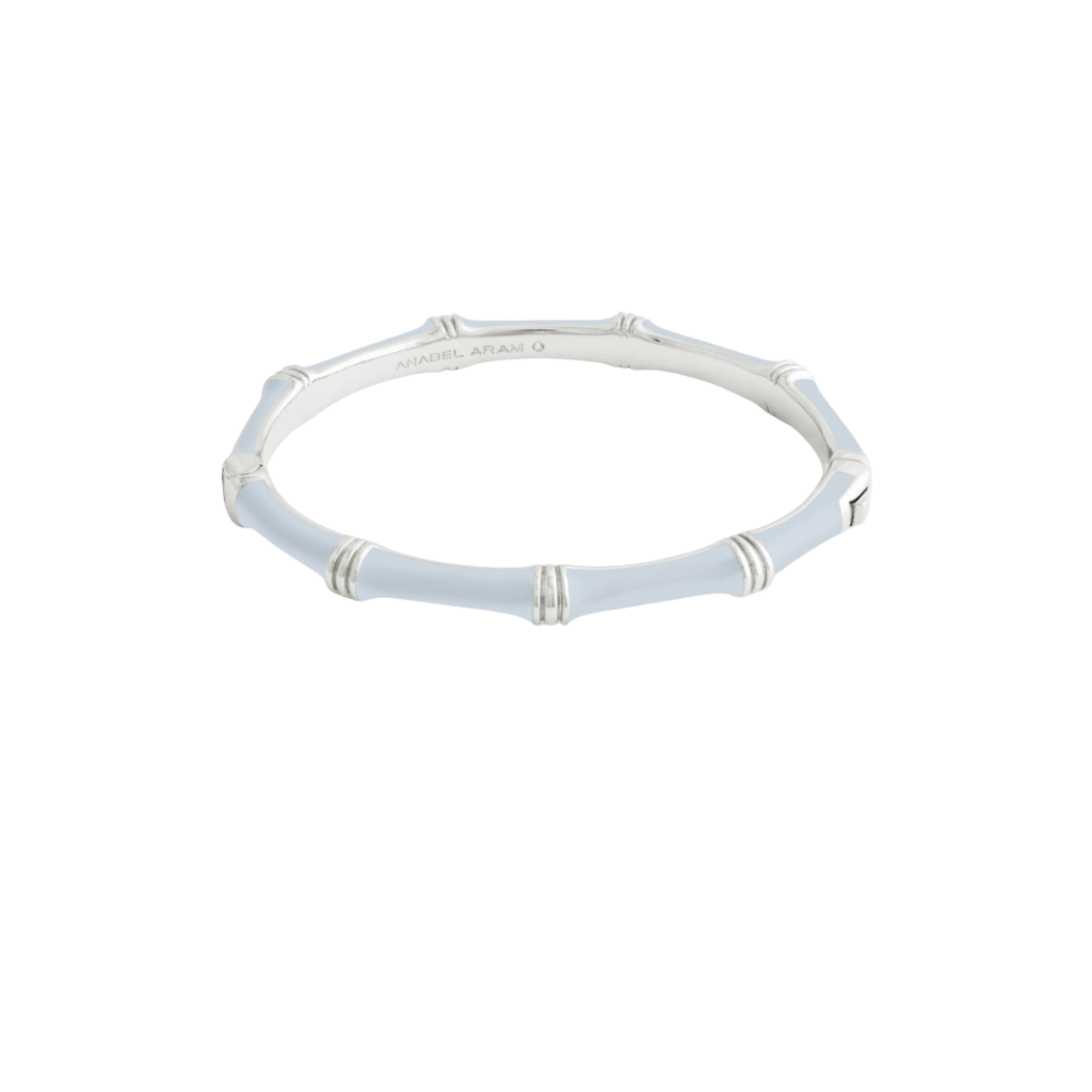 Anabel Aram Light Blue Bamboo Enameled Silver Hinged Bangle