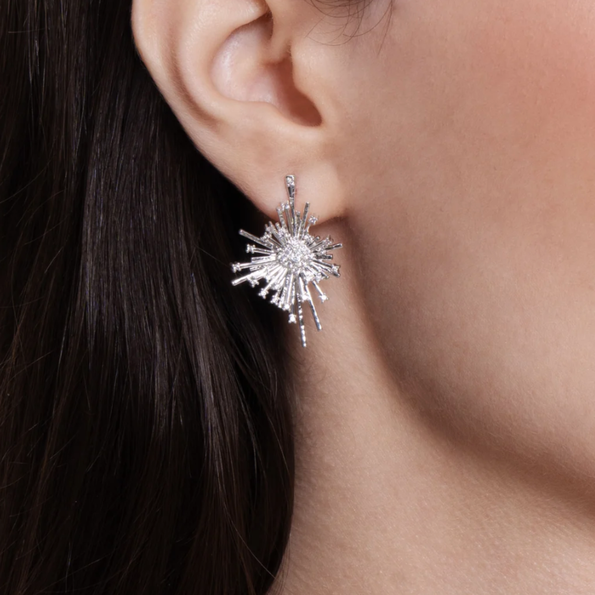 Anabel Aram Silver Celeste Statement Earrings