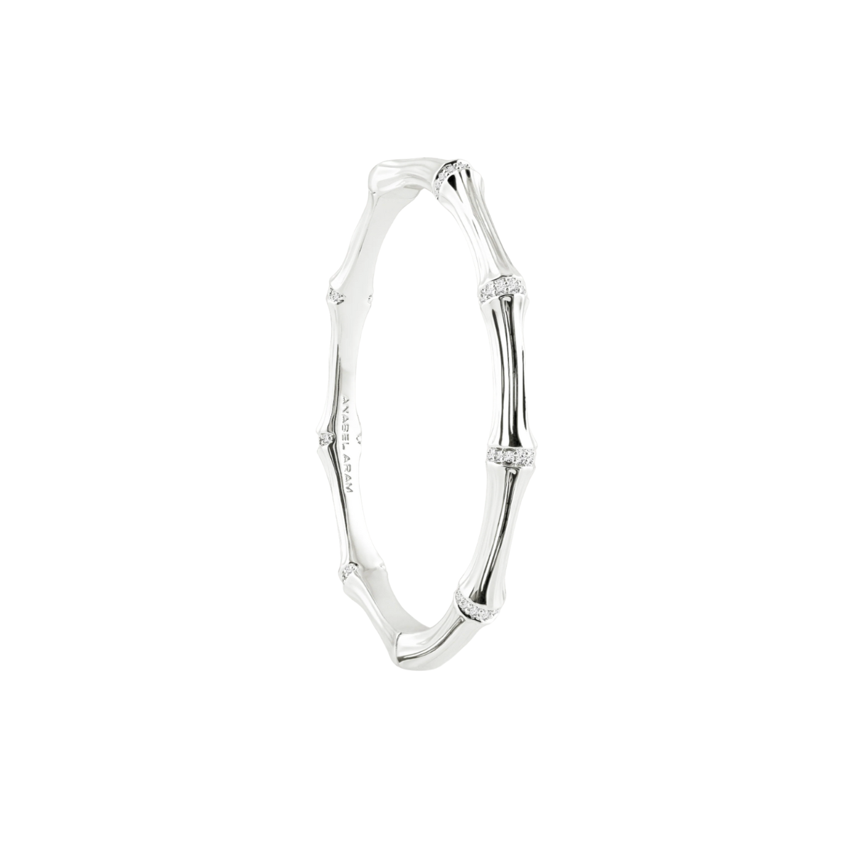 Silver Bamboo Hinged Bangle