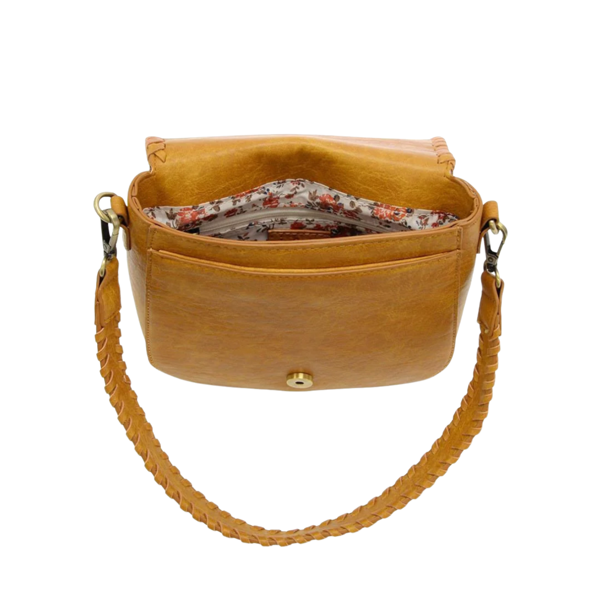 Whipstitch Saddle Convertible Whiskey Color Crossbody