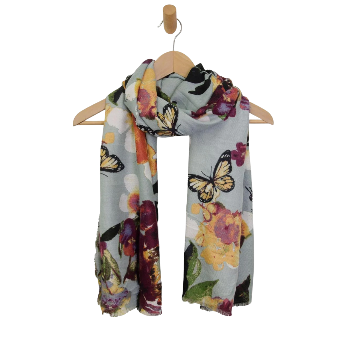 Multi Bold Floral and Butterfly Scarf