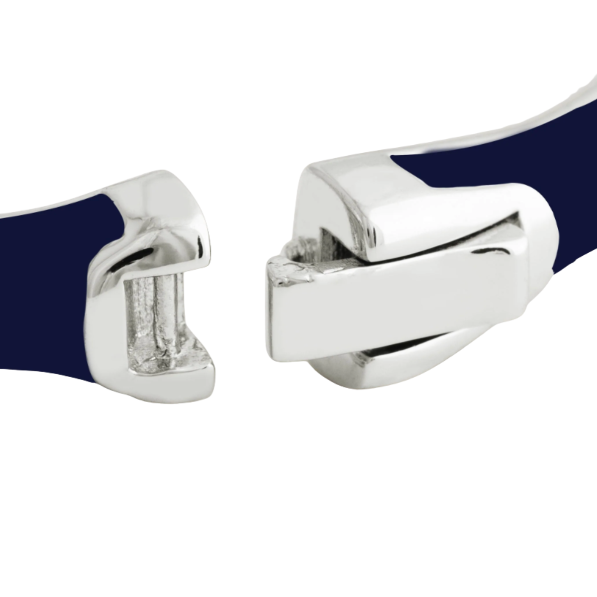 Anabel Aram Navy Bamboo Enameled Silver Hinged Bangle