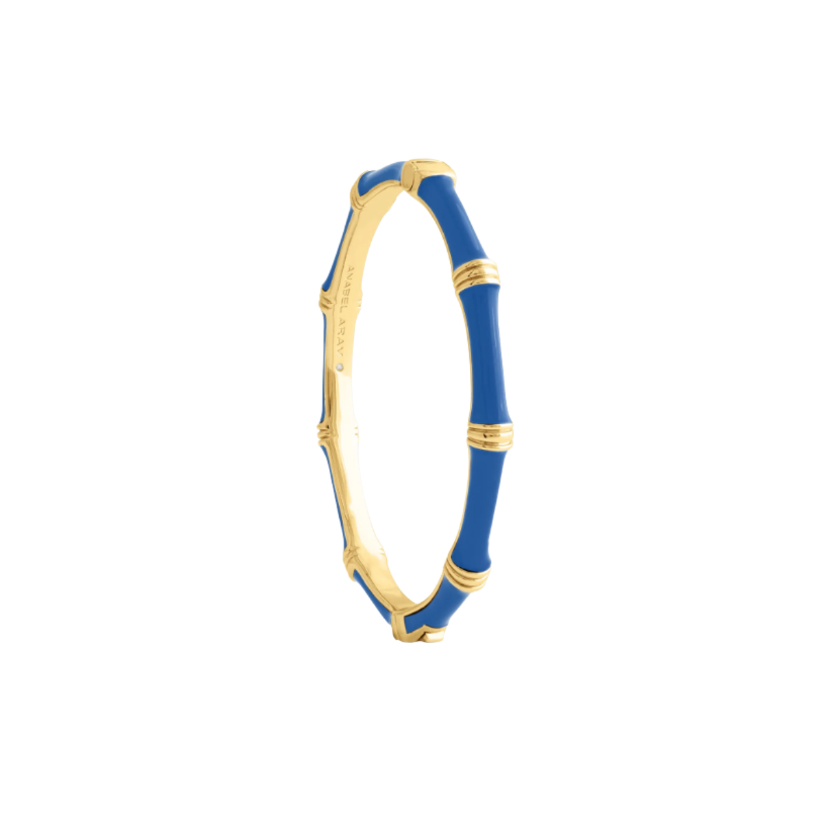 Anabel Aram Mediterranean Blue Enamel Bamboo Hinged Bangle