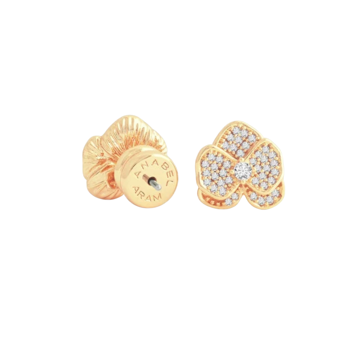 Anabel Aram Orchid White Pavé Gold Studs