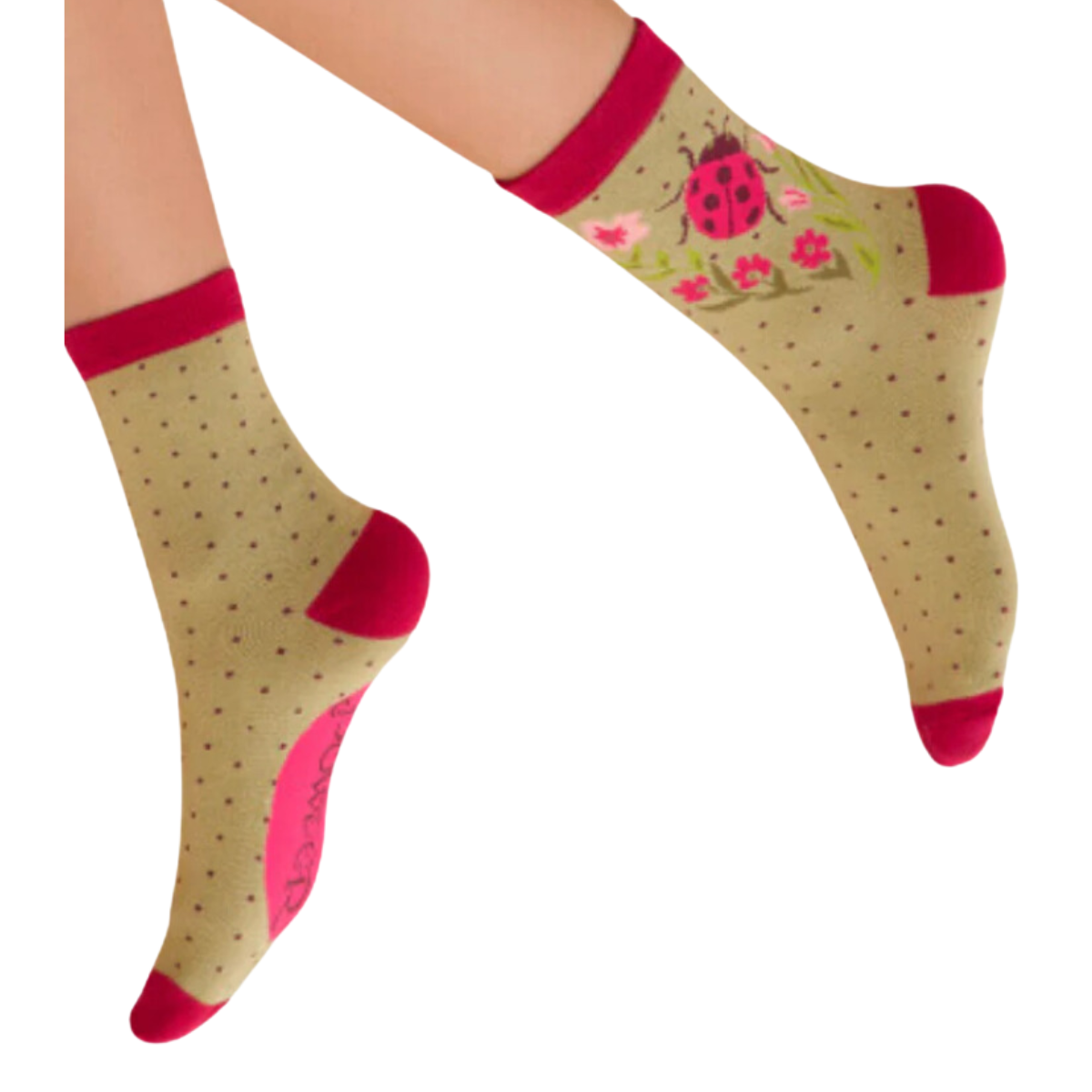 Ladybug Floral Ankle Socks