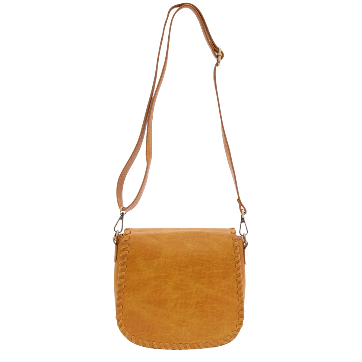 Whipstitch Saddle Convertible Whiskey Color Crossbody