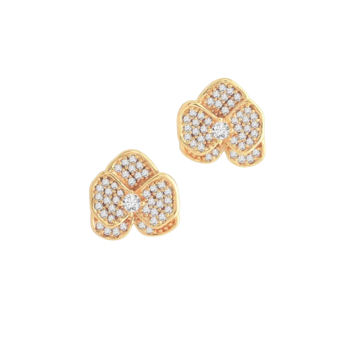 Anabel Aram Orchid White Pavé Gold Studs