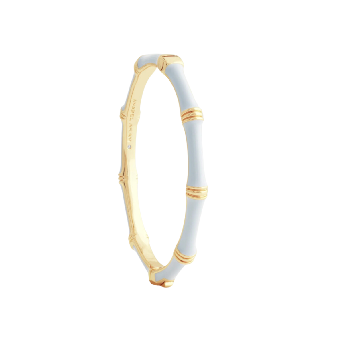 Light Blue Bamboo Enameled Hinged Bangle