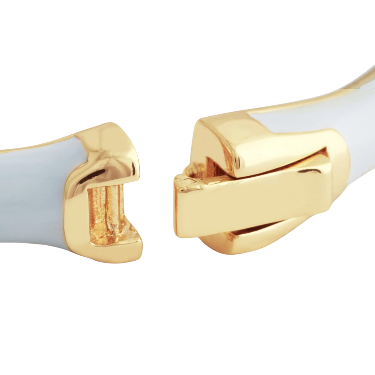 Light Blue Bamboo Enameled Hinged Bangle