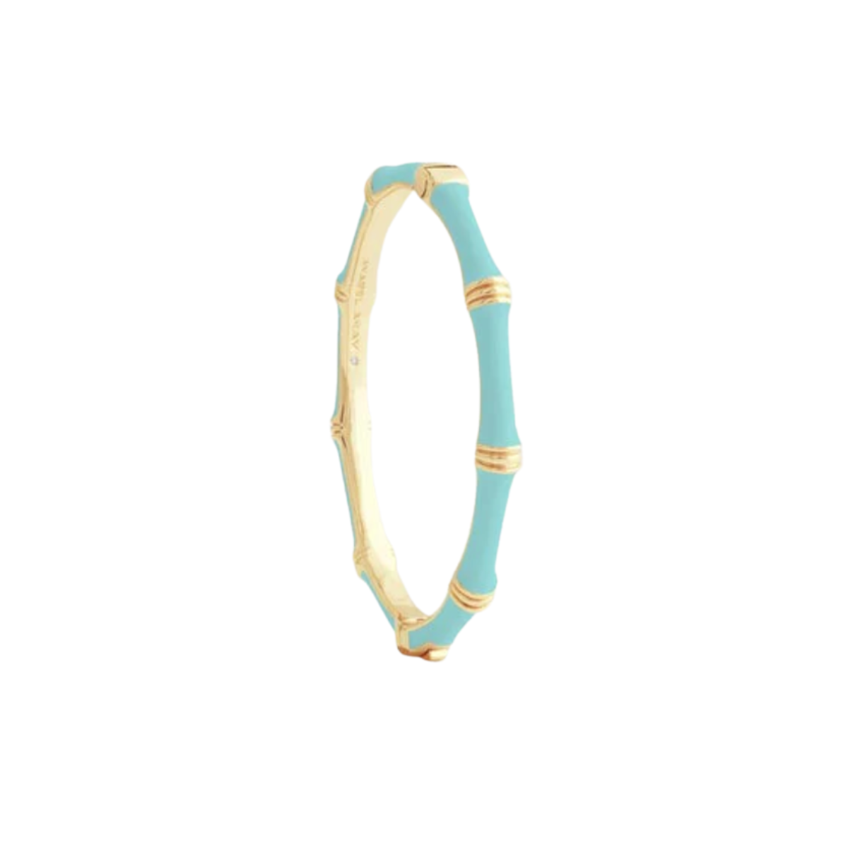 Anabel Aram Turquoise Bamboo Enameled Gold Hinged Bangle