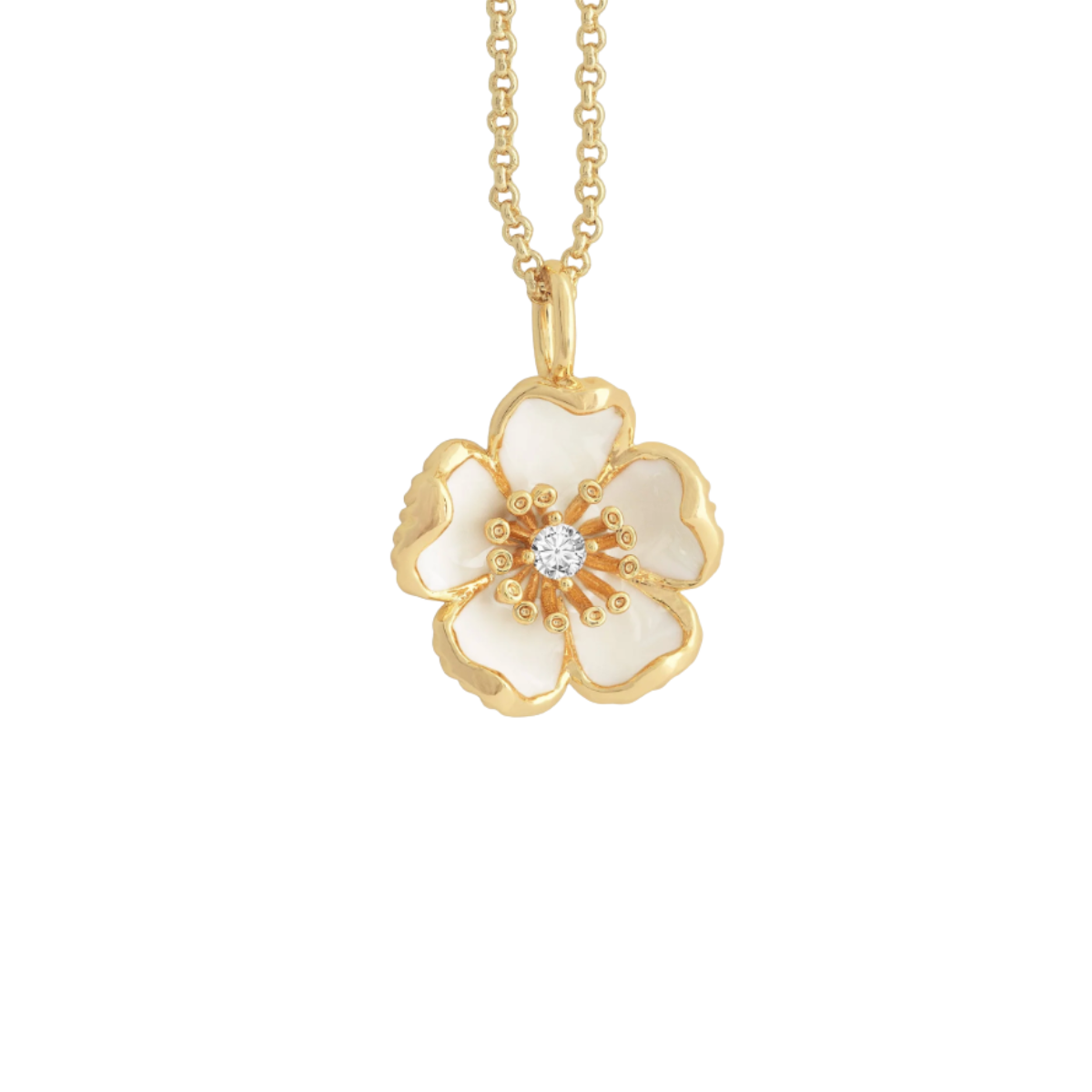 Anabel Aram Wildflowers Enameled Pendant Necklace