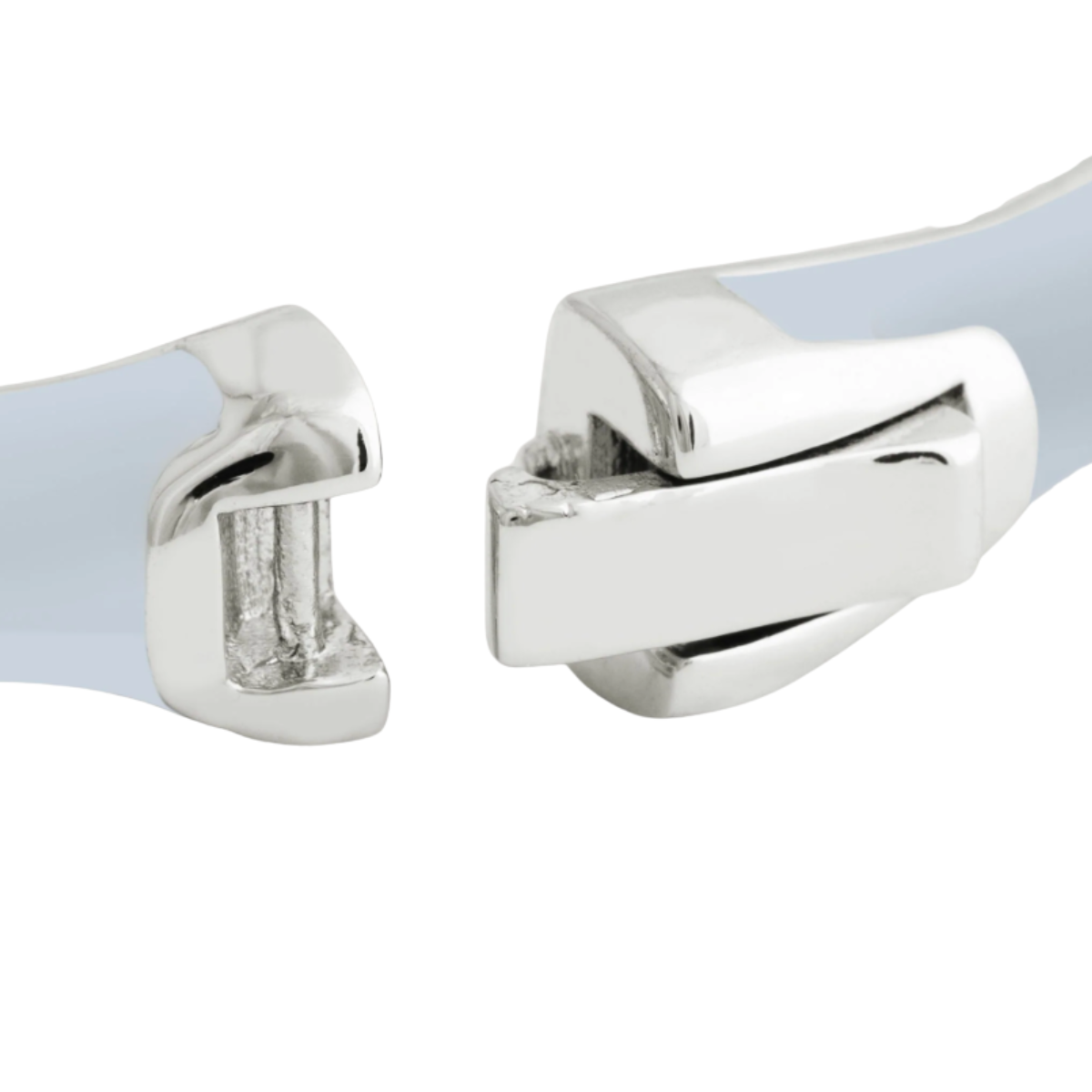 Anabel Aram Light Blue Bamboo Enameled Silver Hinged Bangle