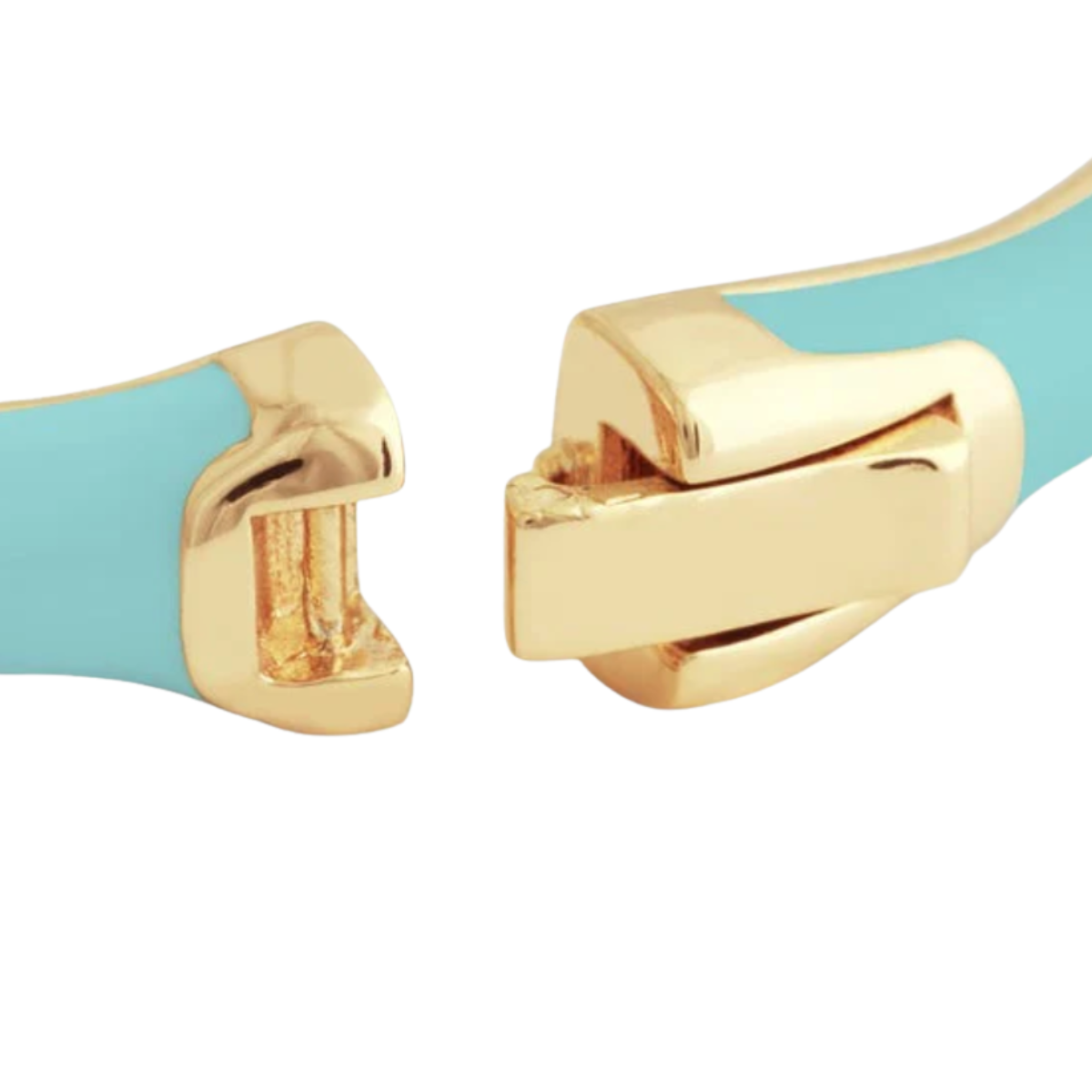 Anabel Aram Turquoise Bamboo Enameled Gold Hinged Bangle