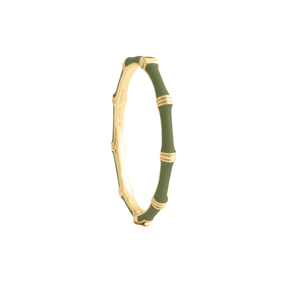 Anabel Aram Olive Enamel Bamboo Hinged Bangle