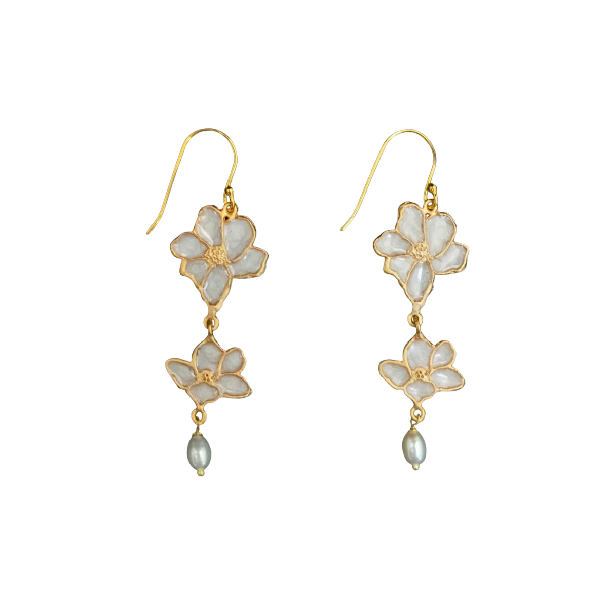 Michael Michaud Plique-a-Jour Blossom Wire Drop Earrings