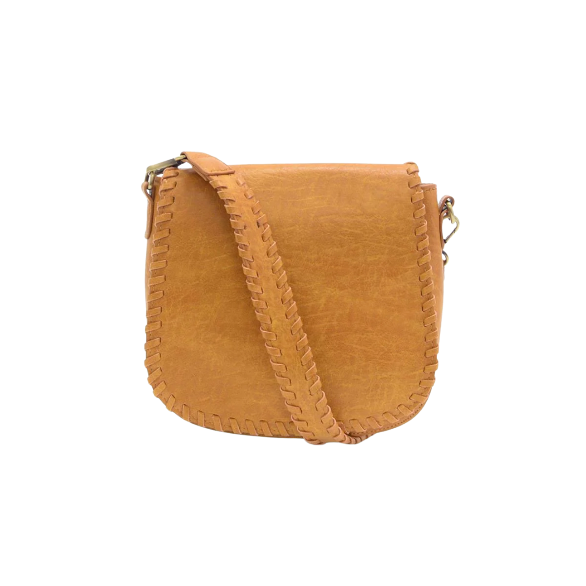 Whipstitch Saddle Convertible Whiskey Color Crossbody