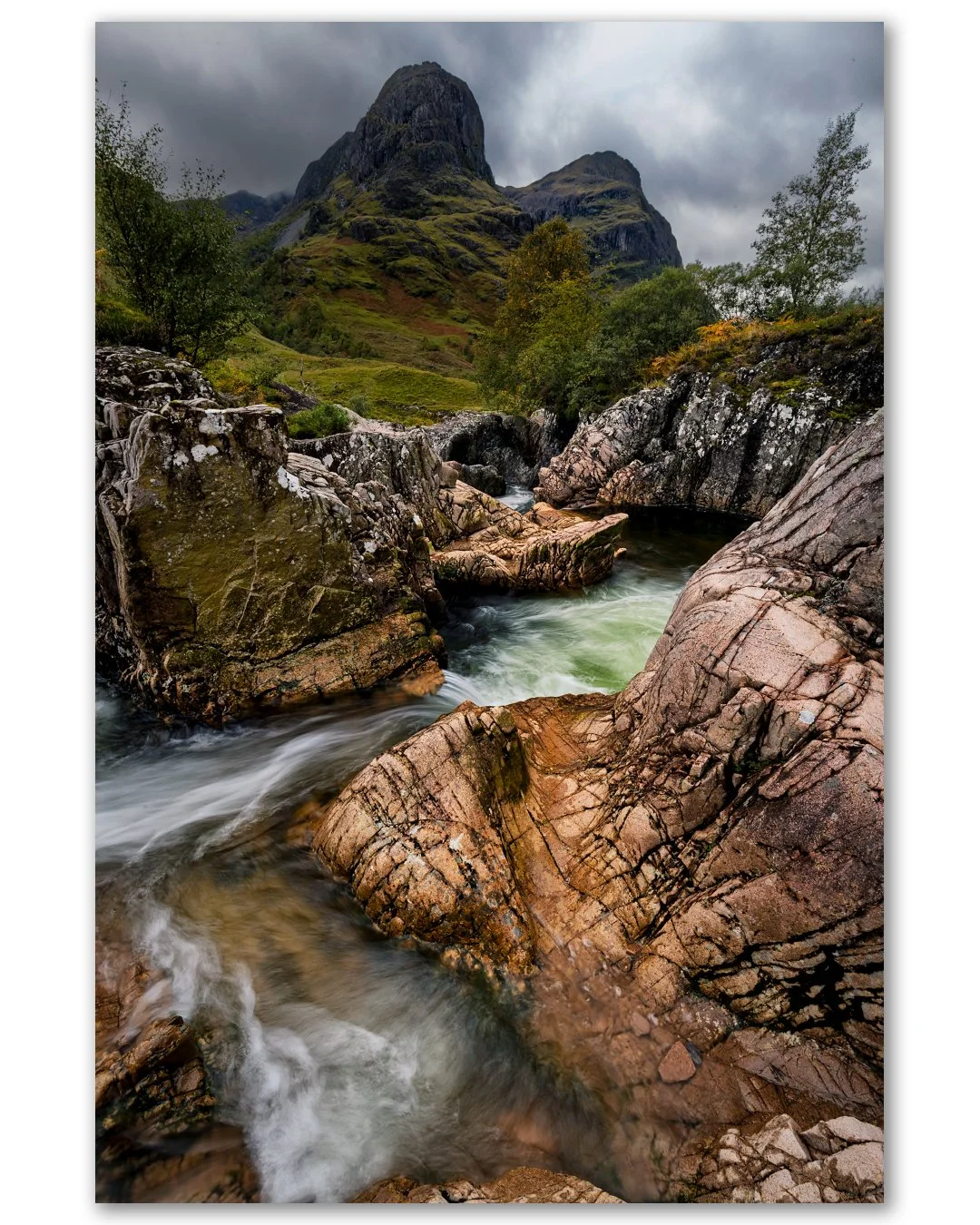 Probably the last shot from last weekend up in Glen Coe, this is just before the meeting of the three waters, directly underneath the three sisters. 

There's no real path to this spot, you can park at Jimmy Saville's old house (Or brave the walk up 
