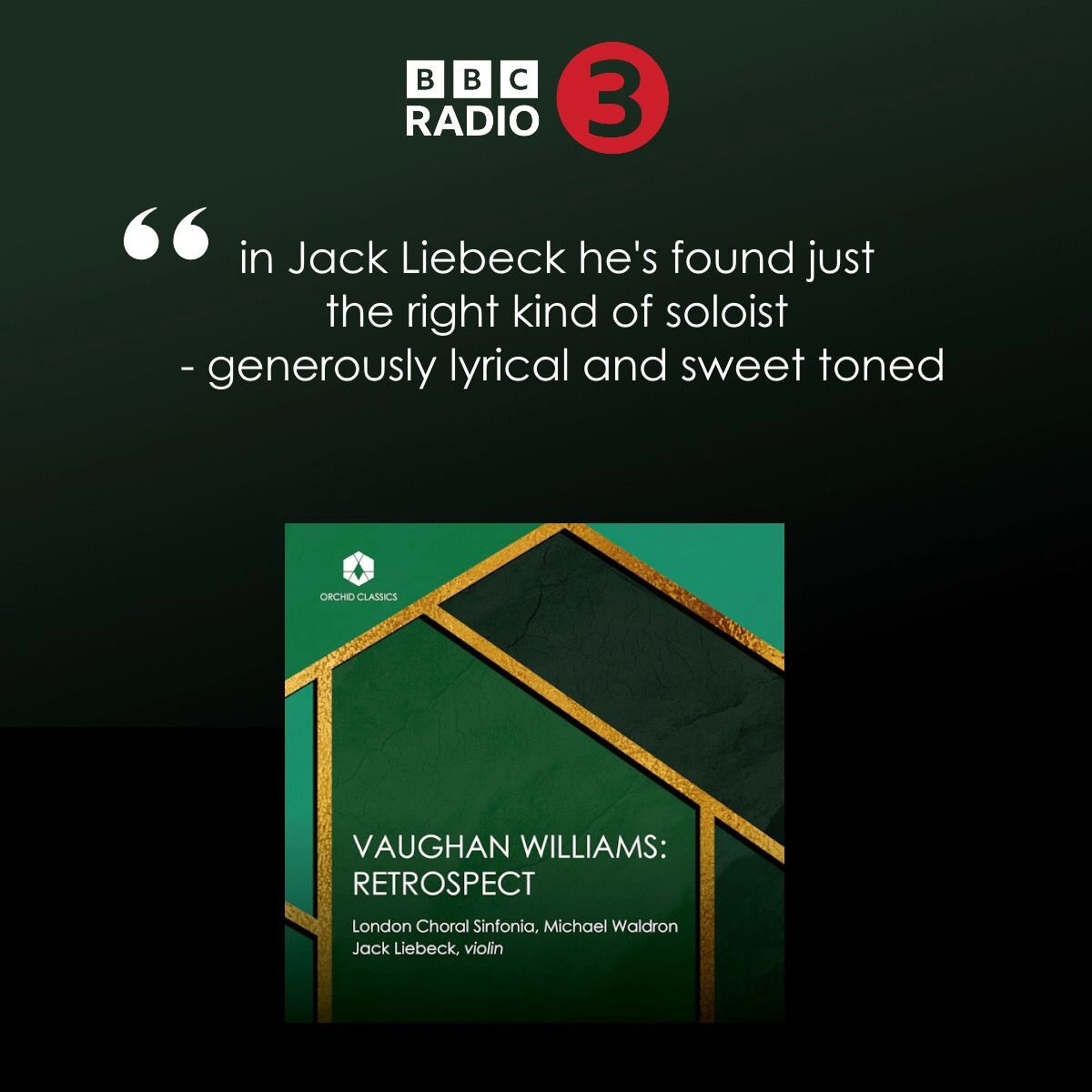 Thank you to @bbcradio3 for the kind review of our latest album 😊

&quot;The album seems to have been based around Waldron's wish to record the Vaughan Williams violin concerto and in Jack Liebeck he's found, well, just the right kind of soloist - g