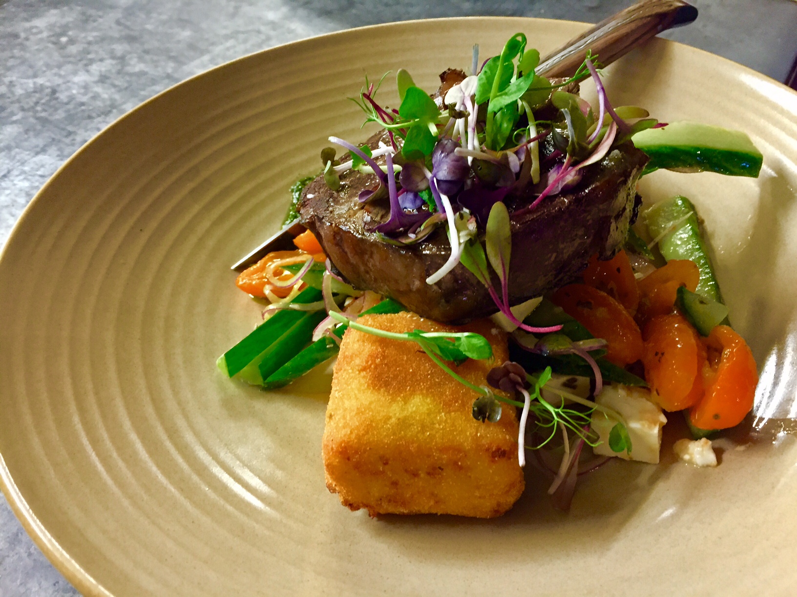 Stables Eye Fillet Steak with vegetable medley & polenta