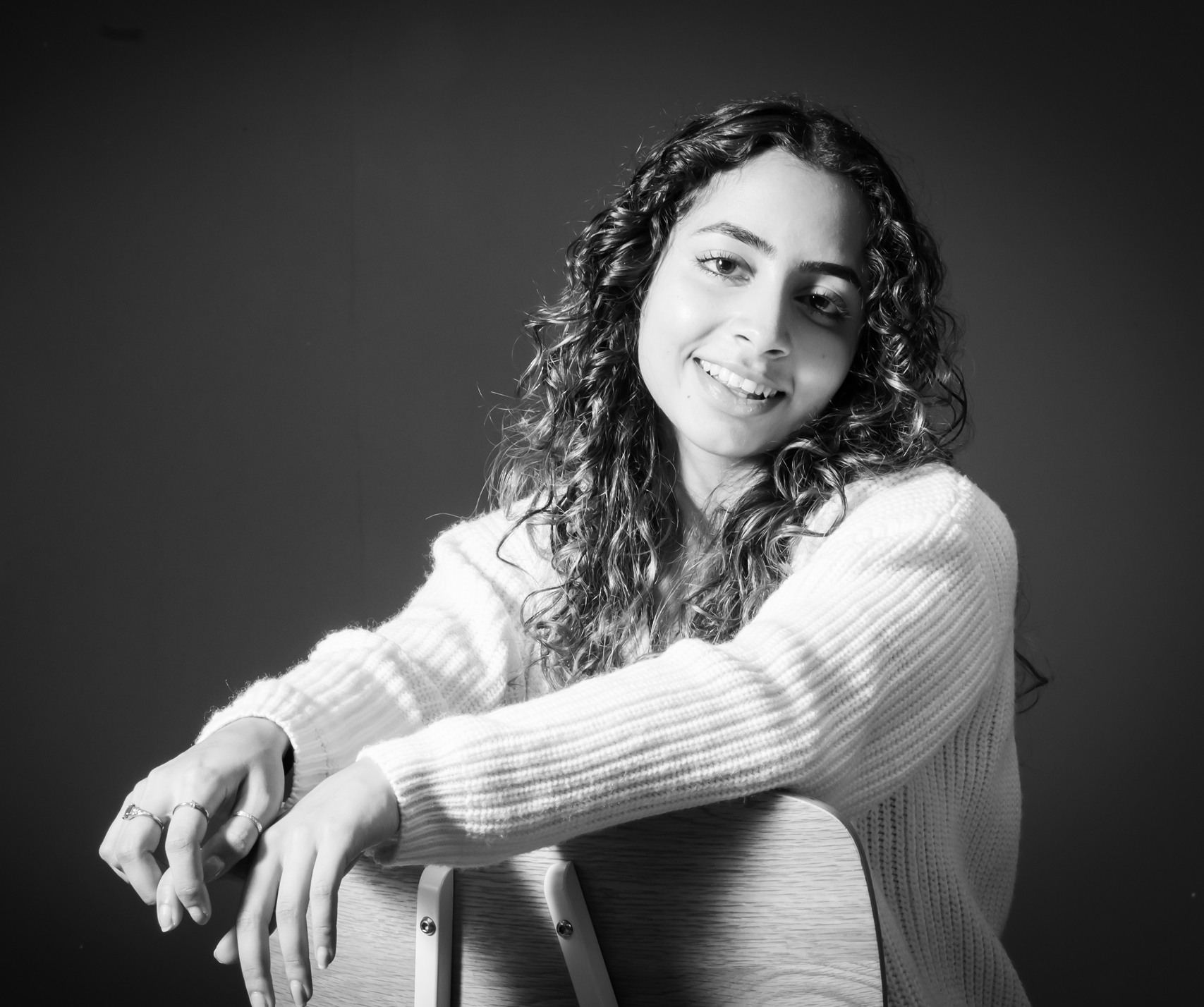 Black and white photo of Kelly