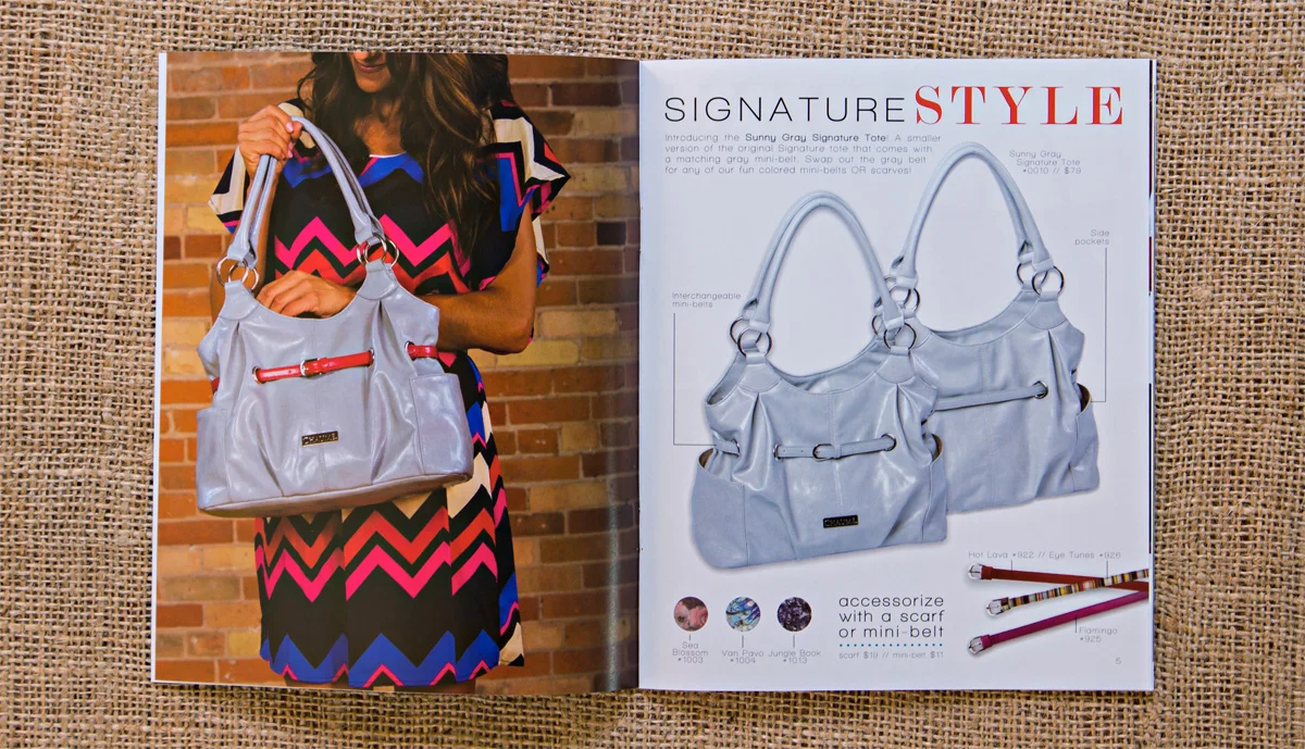Chaumé 2013 Fall/Winter Collection Catalog // Sunny Gray Tote Inside Spread