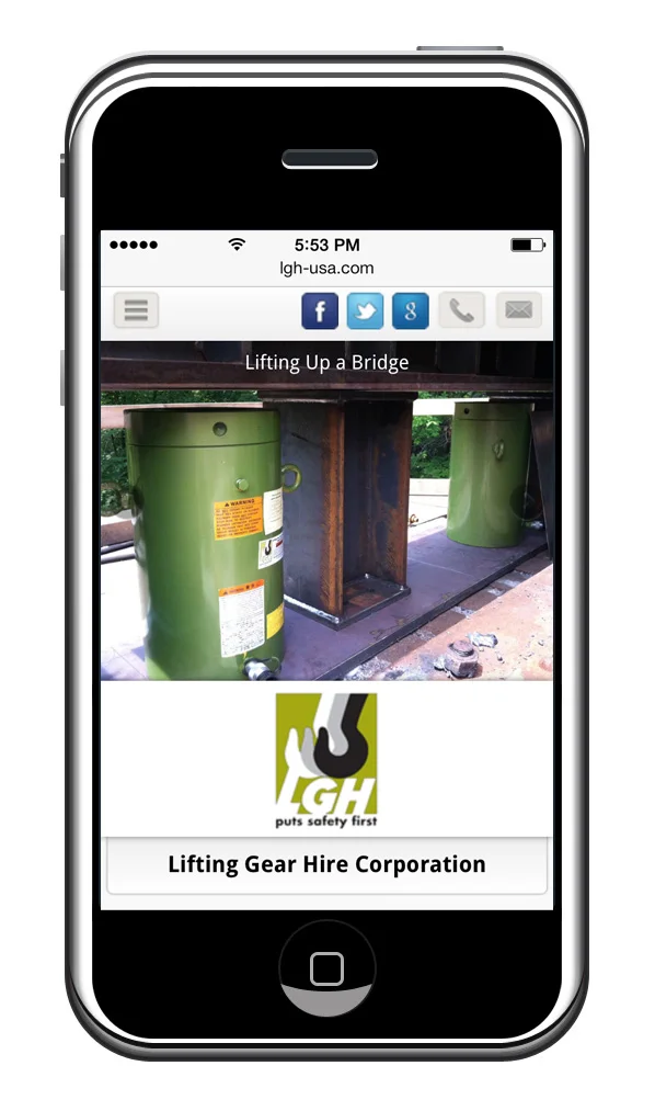 Lifting Gear Hire's Mobile Website // Home Page