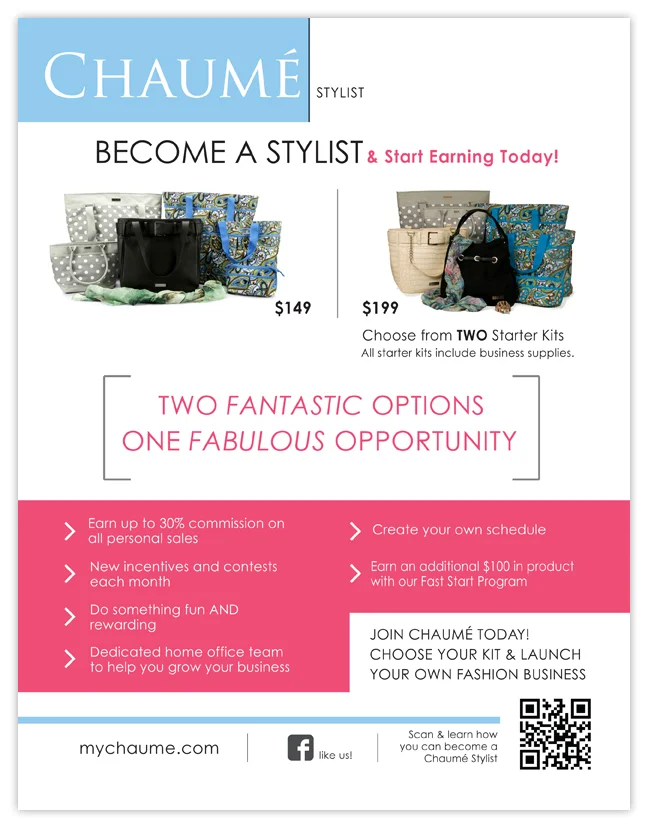 Chaumé's Become a Stylist & Host a Show Flier