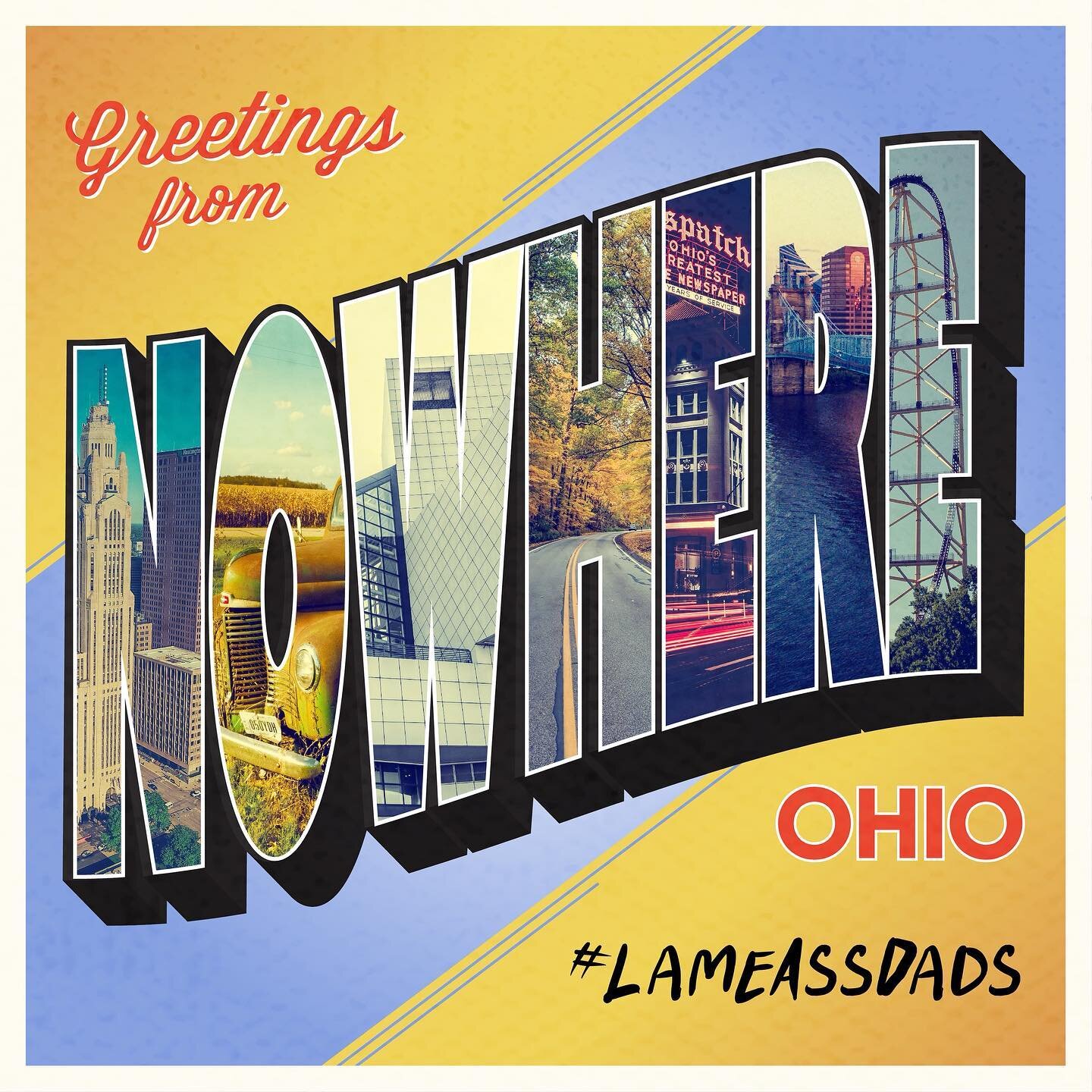 New album cover design for my friends @lameassdads 🤘🏻Preorder their album Greetings from Nowhere Ohio now! I promise it&rsquo;s not lame 😁
:
:
#lunalilydesigns #graphicdesign #graphicdesigner #punkrock #ohiopunkrock #midwestpunkrock #lameassdads #