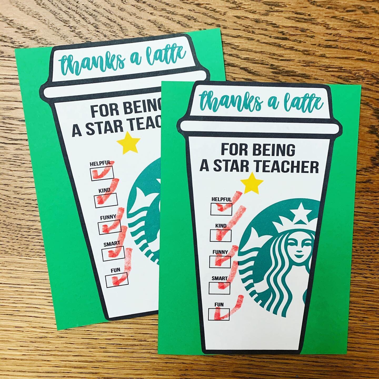 Thanks A Latte teacher appreciation cards 💚☕️ 
:
:
#lunalilydesigns #graphicdesign #graphicdesigner #thankyoucard #teacherappreciation #holidays